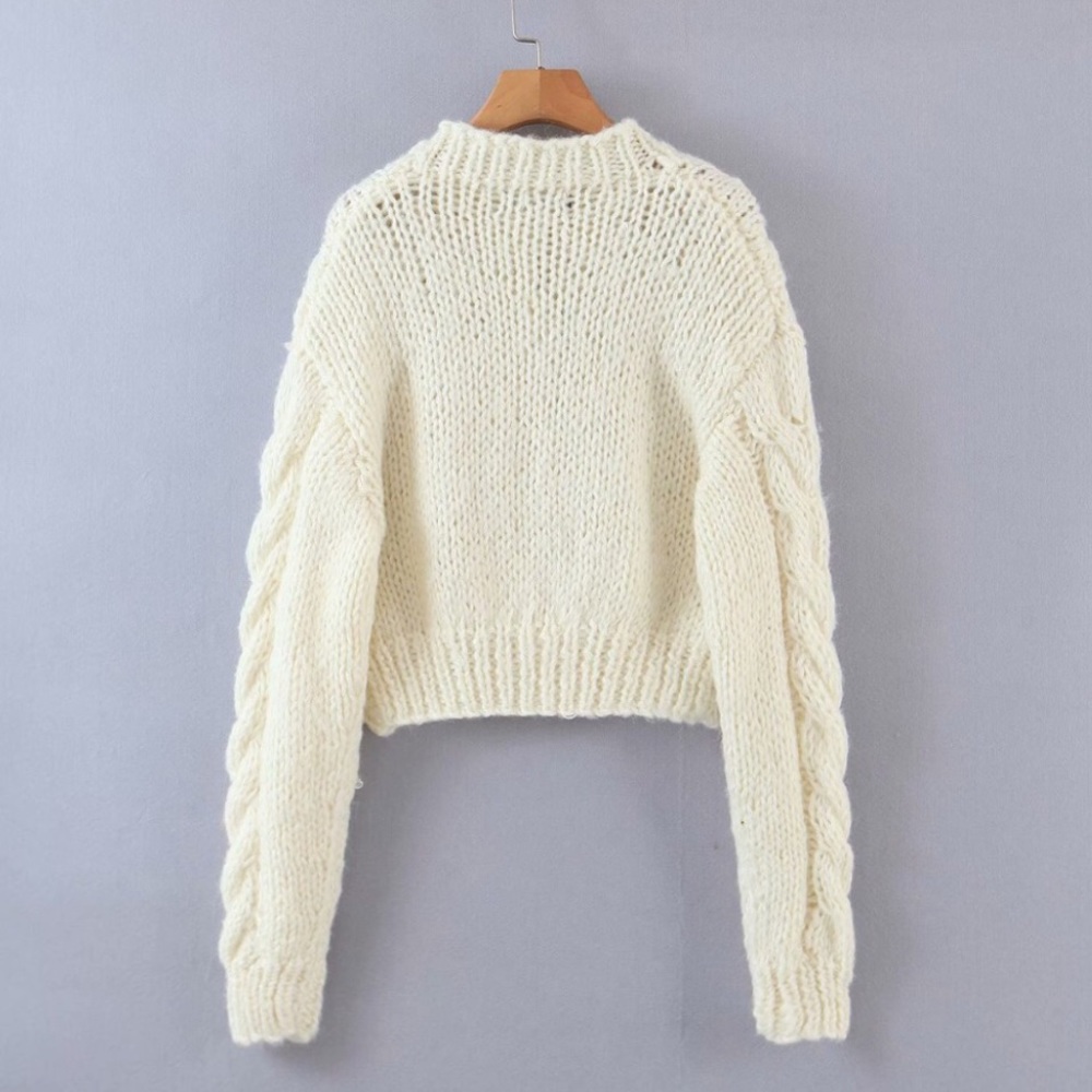 Cable knit sweater cardigan white cream womens twist button purple lilac - Picture 6 of 16
